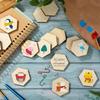 50PCS 4CM Unfinished Wood Hexagon Pieces Wooden Hexagon Cutouts Blank Hexagon Slices Wooden Chips Embellishments for DIY Crafts