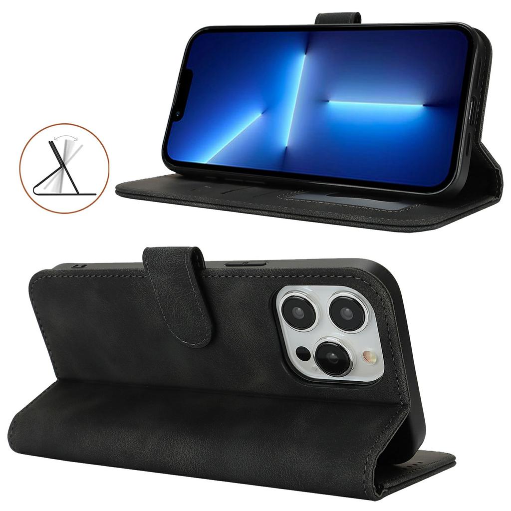 Wallet Case for iPhone 13 Pro Max/12 Pro Max Double Folded Edge Skin Touch PU Leather Flip Phone Cover