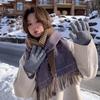 100 Maillard coffee wool scarf women's winter thickened warm couple scarf for girlfriend