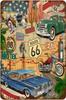 WEIKJHH Retro Route 66 Metal 20cm X Tin Wall Home Metal Gift Sign, 30cm, Sign, Decor, Poster, Restaurant, Garage, Cafe, Art, Sign, Couple's