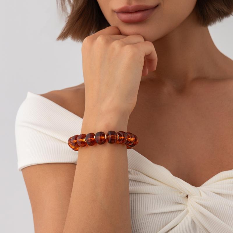Trendy Y2K Aesthetic Smudge Resin Bead Chain Necklace Lightweight for Women Summer Beach Wear Jewelry Gift