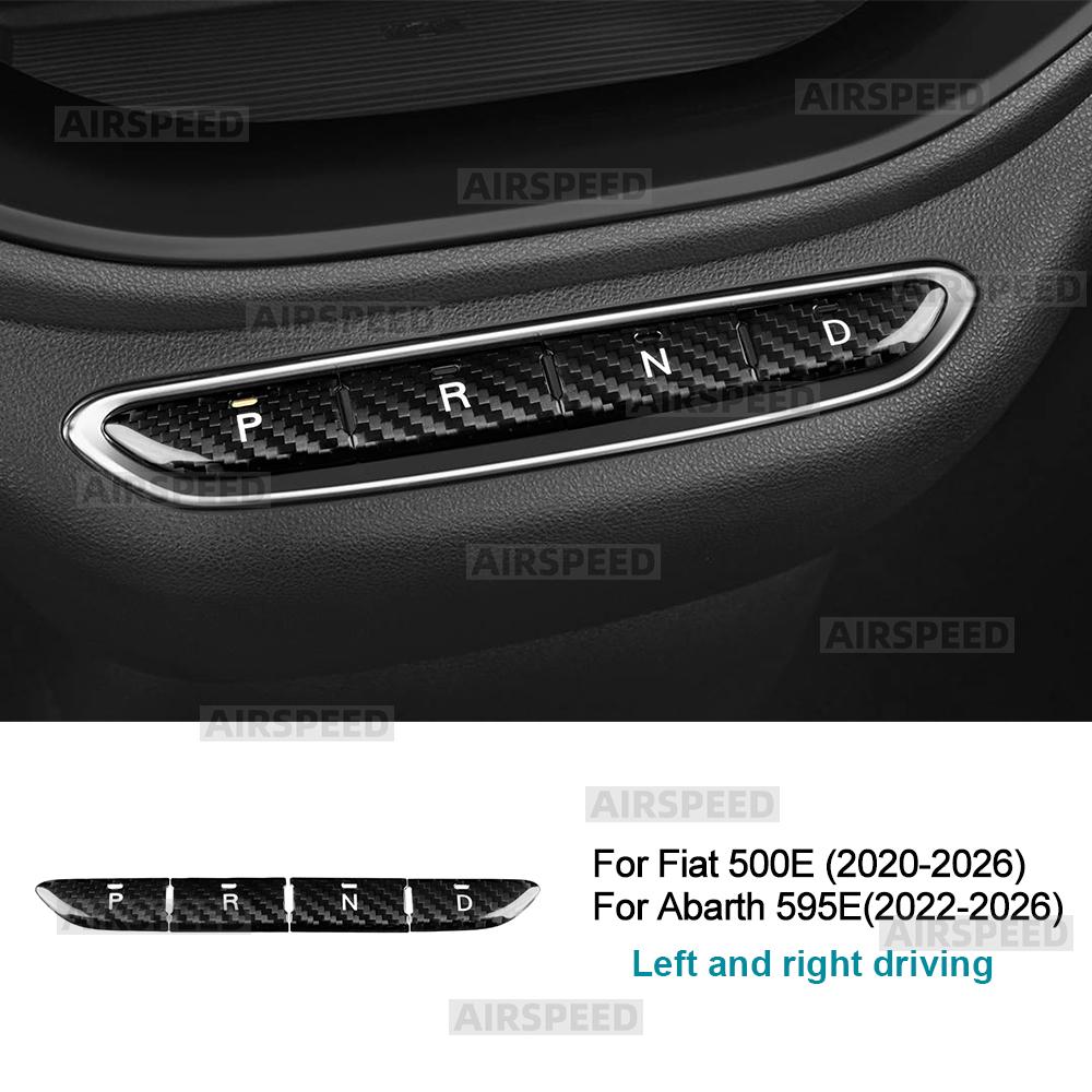 Real Hard Dry Carbon Fiber For Fiat 500e 2024 2025 2026 Abarth 595e -2026 Car Gear Button Frame Sticker