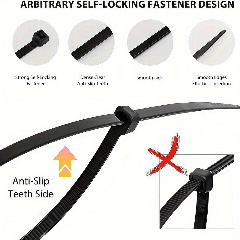 200/100PCS Black Cable Ties High Tensile Strength, UV Resistant, Self-Locking For Home & Office Cord Management