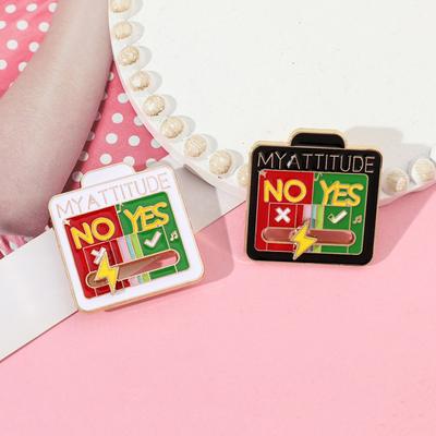 Brooch Social Battery Pin Interactive Mood Pin My Attitude Mood Shift Enamel Brooch Sliding