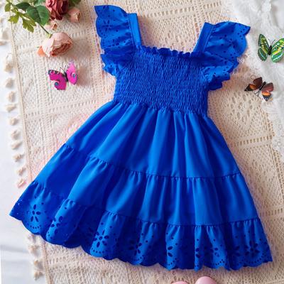 Girls Fashion Dress 2025 Summer Children's Short Sleeve Ruffled Gown Lace Princess Dress