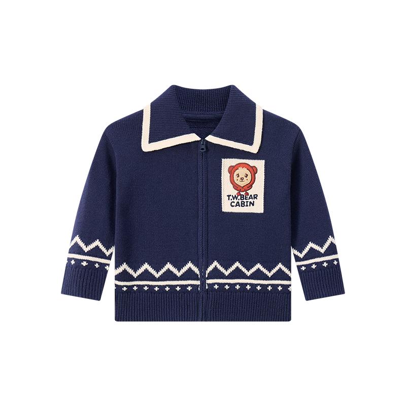 Teenie Weenie Kids  College Style Bear Zipper Knit Cardigan 90