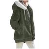 Giacca Casual da Donna in Pile con Cappuccio Cappotto Monocolore Caldo Cappotti in Cashmere Giacca con Zip Moda Abbigliamento Donna Autunno Inverno