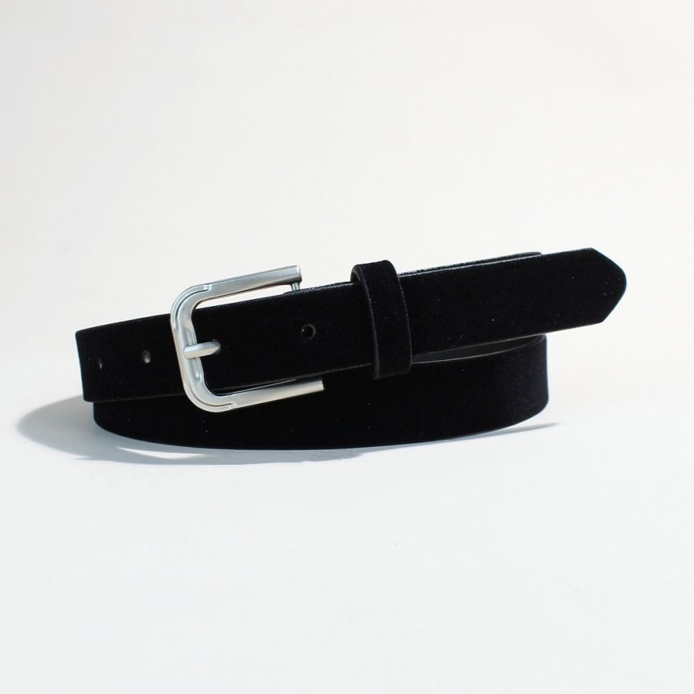 Luxury Design Suede Leather Belt Pin Buckle Vintage Women Waist Belt Versatile Retro Frosted Thin Waistband Jeans Decoration