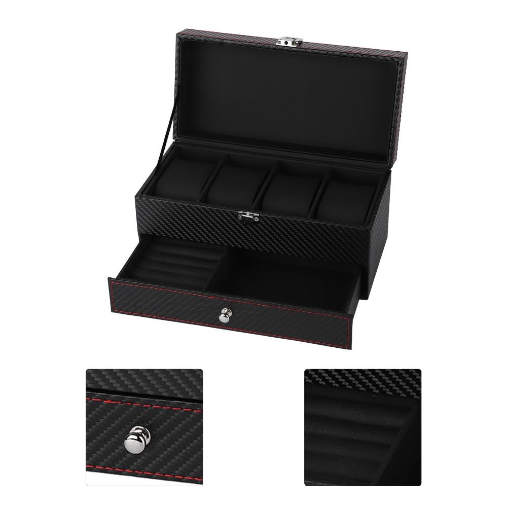 Carbon Fiber PU Jewelry Organizer Box 22.2 * 11 * 11.2cm Bracelet Box  For Women