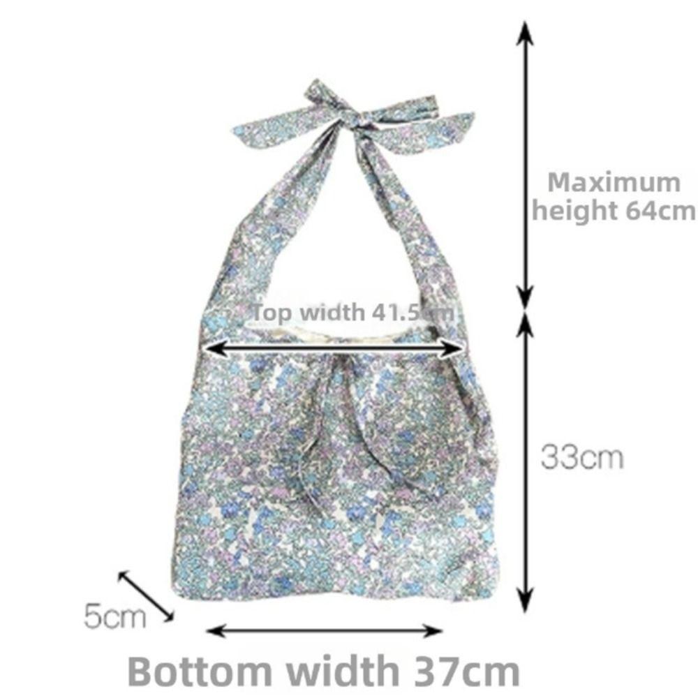 Cotton Material Floral Print Tote Bag Double-sided Design Reusable Shopping Bag Large Capacity Floral Print Crossbody Bag Travel