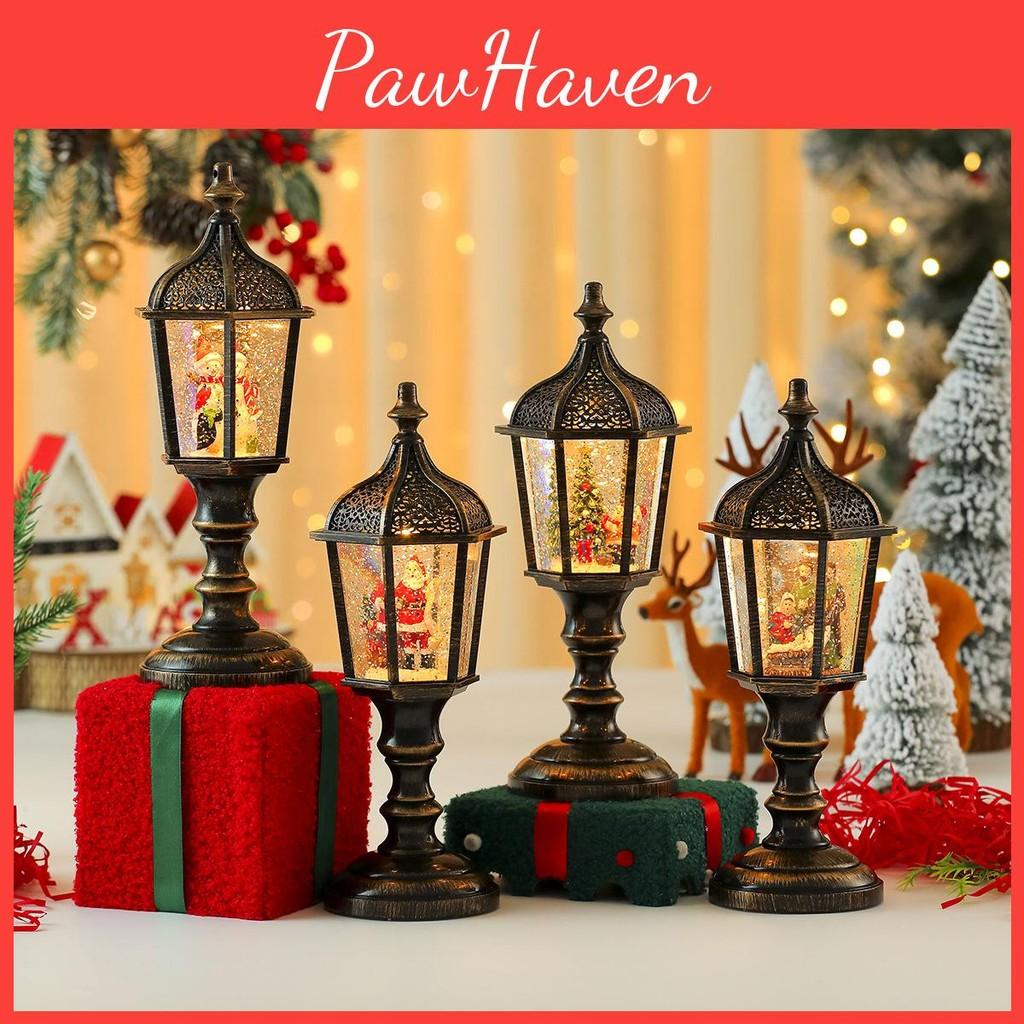 Christmas Snowman Figurine Vintage Table Lamp With Light Music And Effect Snow