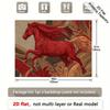 2D Ornate Red Horse Tapestry for Modern & Boho Aesthetic Decor