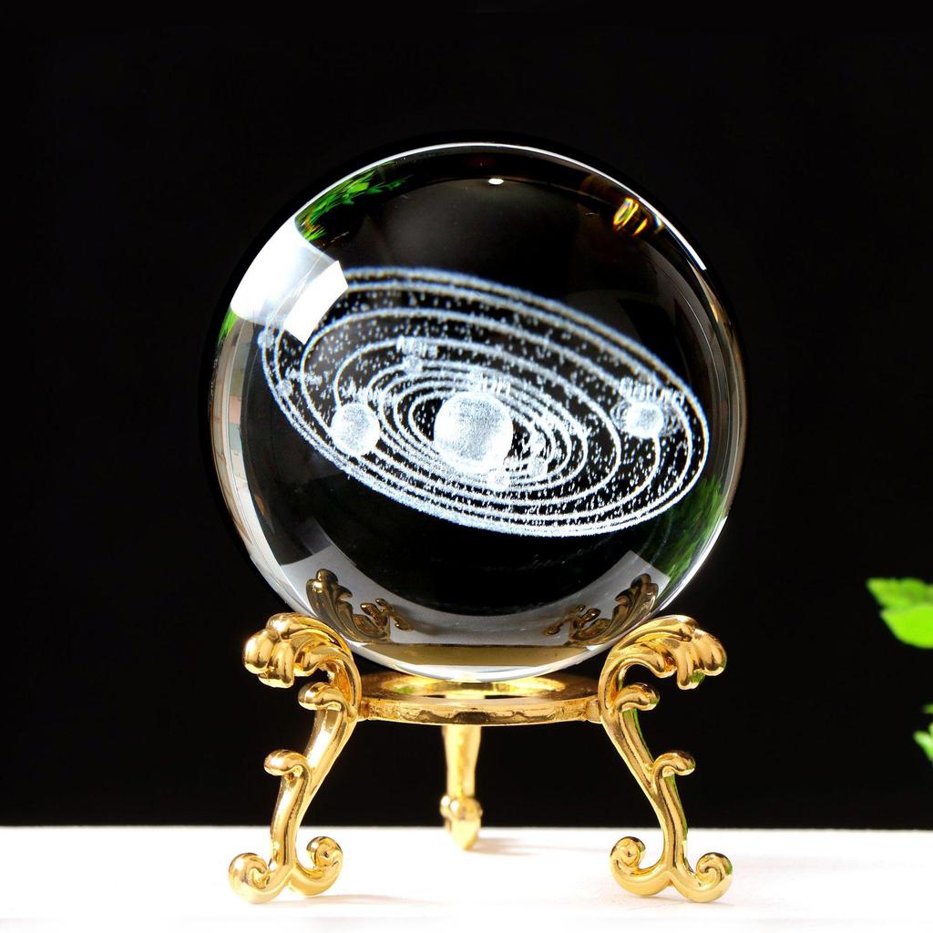 3D Laser-Engraved Crystal Ball: Galaxy Rose & Little Prince Gift