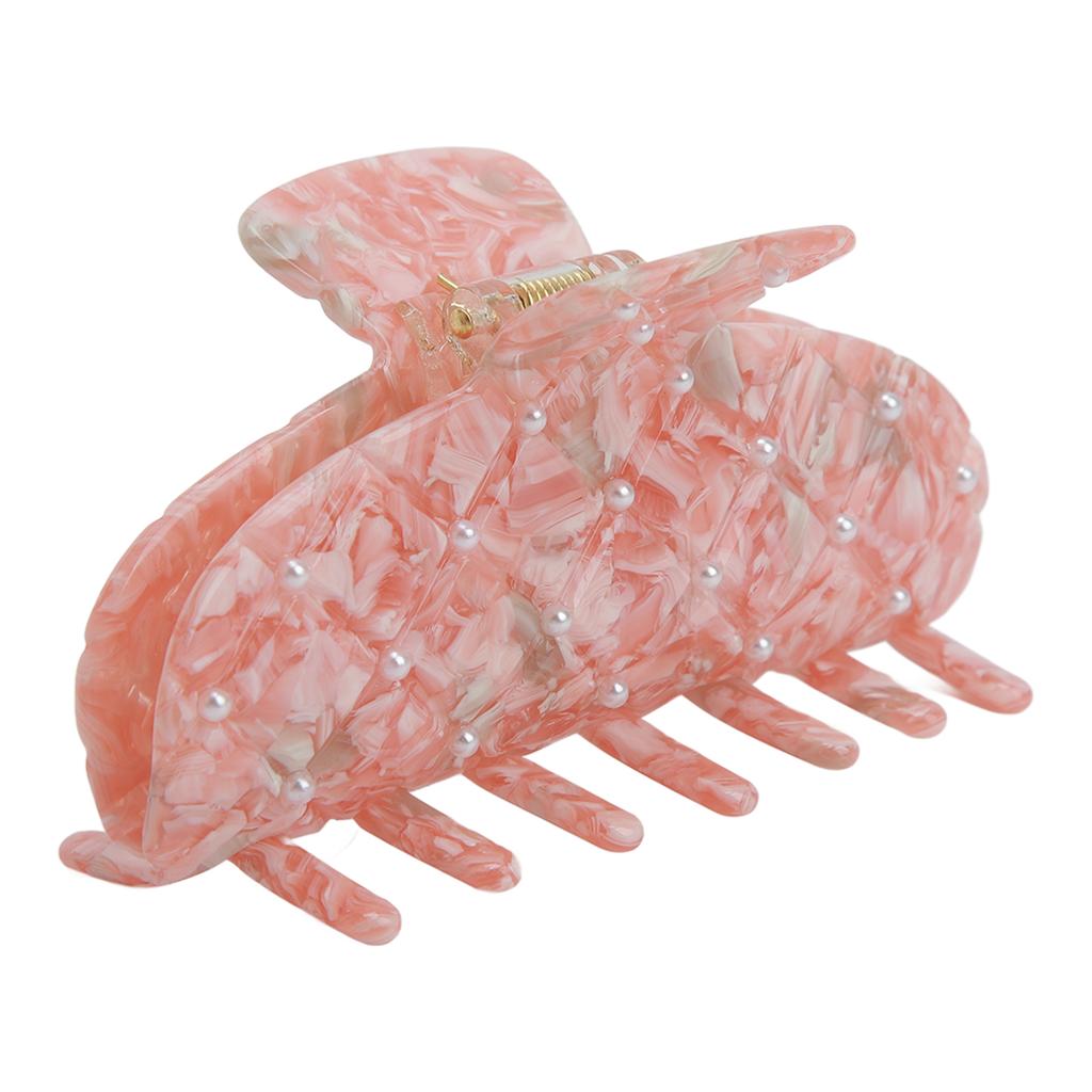 Hair Claw Clips Durable Fashionable Anti Slip Design Wonderful Gift with Pearls for Women Girls Orange