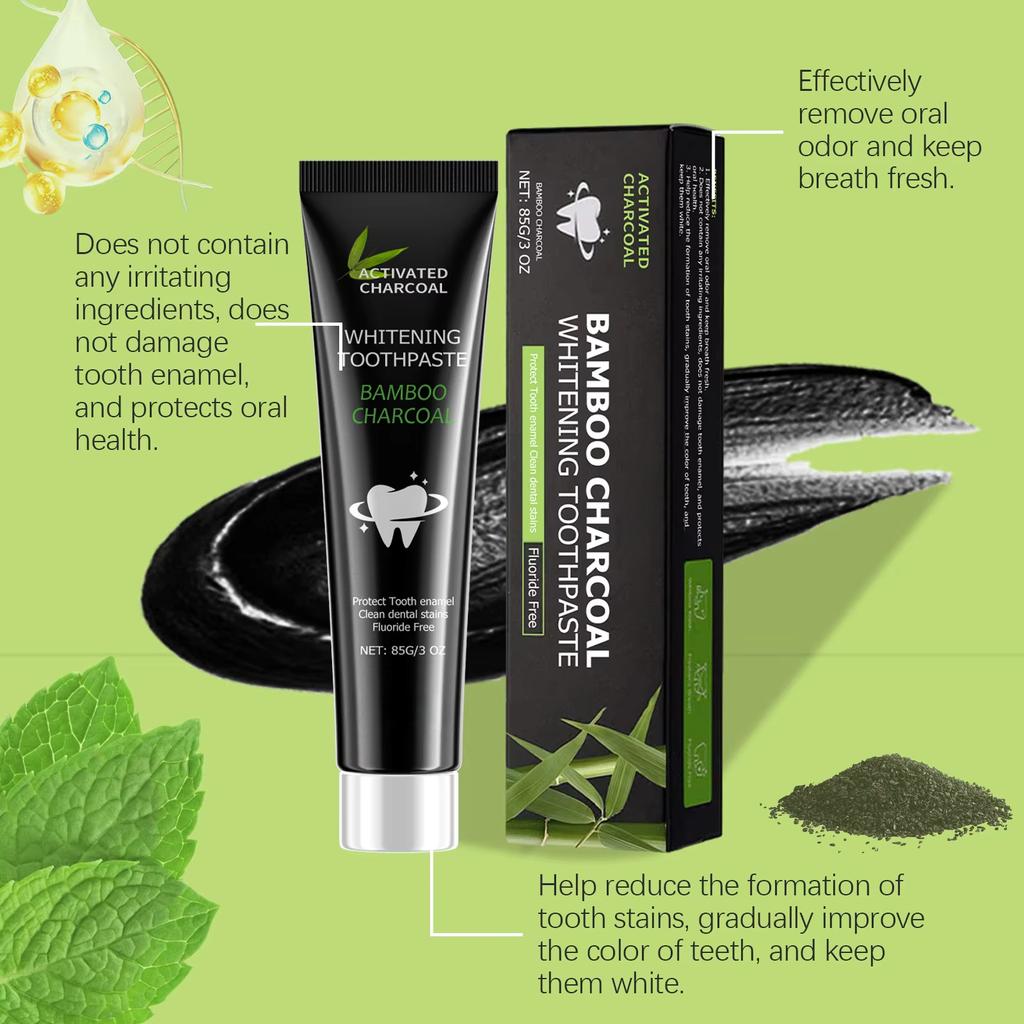 Dentifrice Blanchissant Adsorbe la Mauvaise Haleine Élimine les Dents Jaunes Nettoyage Profond Fort Tache Dentaire Soin Buccal Dentifrice Charbon de Bambou