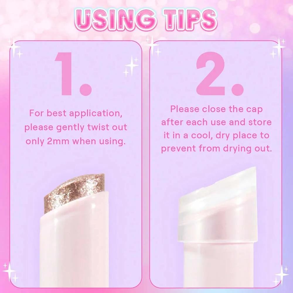 Sparkling Jelly Highlighter Stick Pearlescent Monochrome Shine Glitter Highlight Eyeshadow Stick High Gloss Face Brighten Makeup