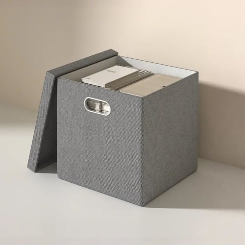 VECELO Storage Box, Color Box, 33x33x33cm, Foldable, Clothes Storage, Handles, Closet Storage, with Lid, Clothes Storage, Stylish, Privacy Organizer,