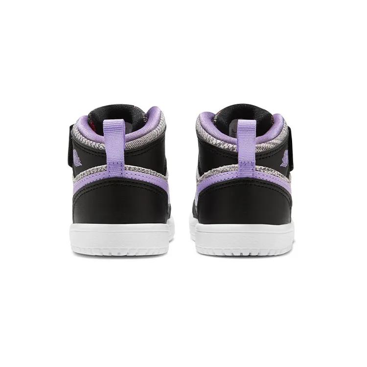 Air Jordan 1 Mid ALT SE Toddler 'Houndstooth' (Unisex) Black / White / Metallic Silver / Lilac Toddler Shoes DO2492 015