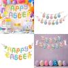 DIY 3m Happy Easter Banner Garland Colorful Eggs Hanging Flag Swirls Bunny Eggs Wall Hanging Easter Festival Bunting Party