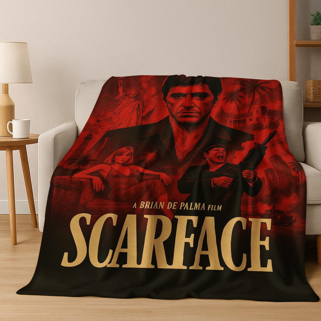 Classic Scarface Tony Montana Movie Art Flannel Blanket,Cozy Soft Throw Blanket for Home Bedroom Bed Sofa Picnic Cover Gift