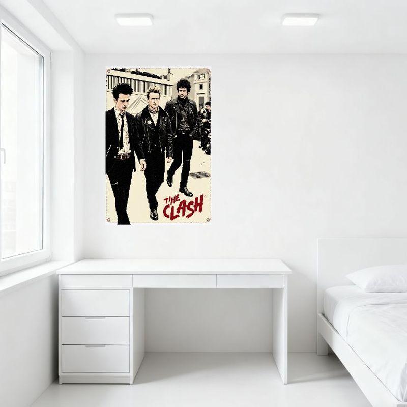 The Clash Punk Rock Metal Tin Sign Band Members City Street Aesthetic Wall Decor for Man Cave Bar Cafe Home Pub Art Decoration