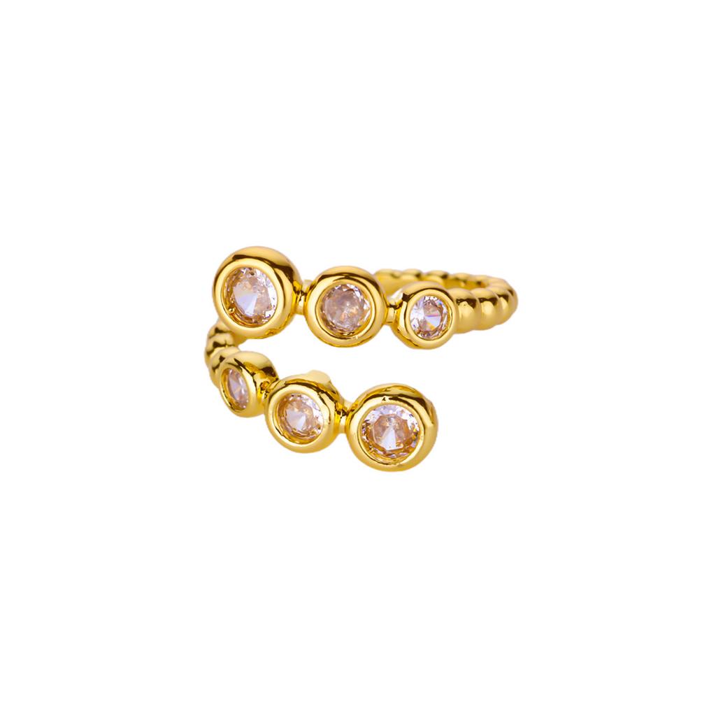 Zircon Meteor Star Rings For Women Girls Gold Color Open Adjustable Stainless Steel Ring Wedding Couple Christmas Jewelry Gift