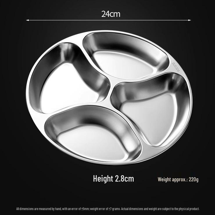 304 Stainless Steel Compartmentalized Prep Plate for Kitchen Ingredients