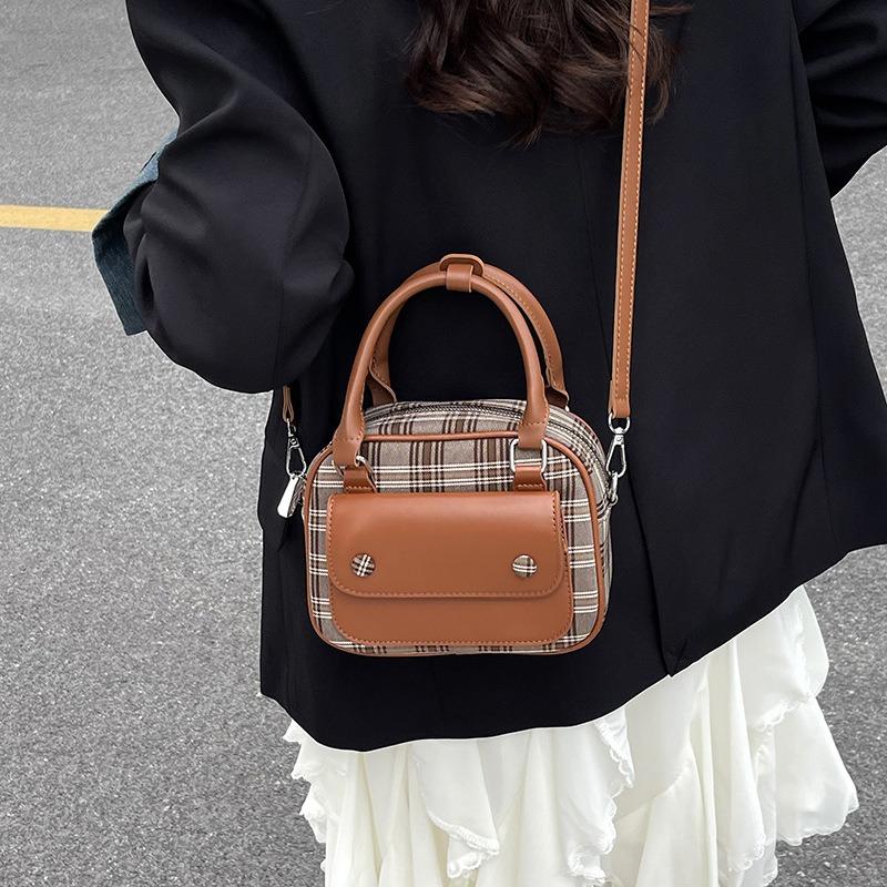 Einfache Handtasche kleine quadratische Tasche Damen Sommer neue Mode Trend Karomuster Schulter Messenger Bag