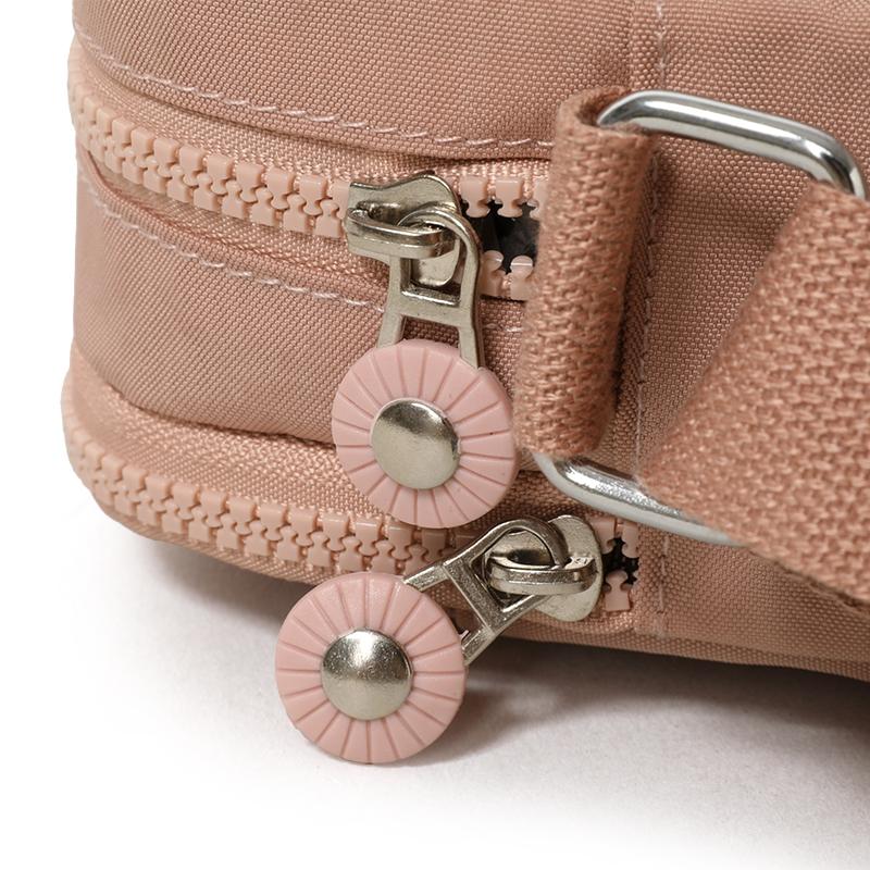 Compact Nylon Crossbody Bag with Double Zipper Closure Adjustable Strap Small Casual Purse for Daily Travel