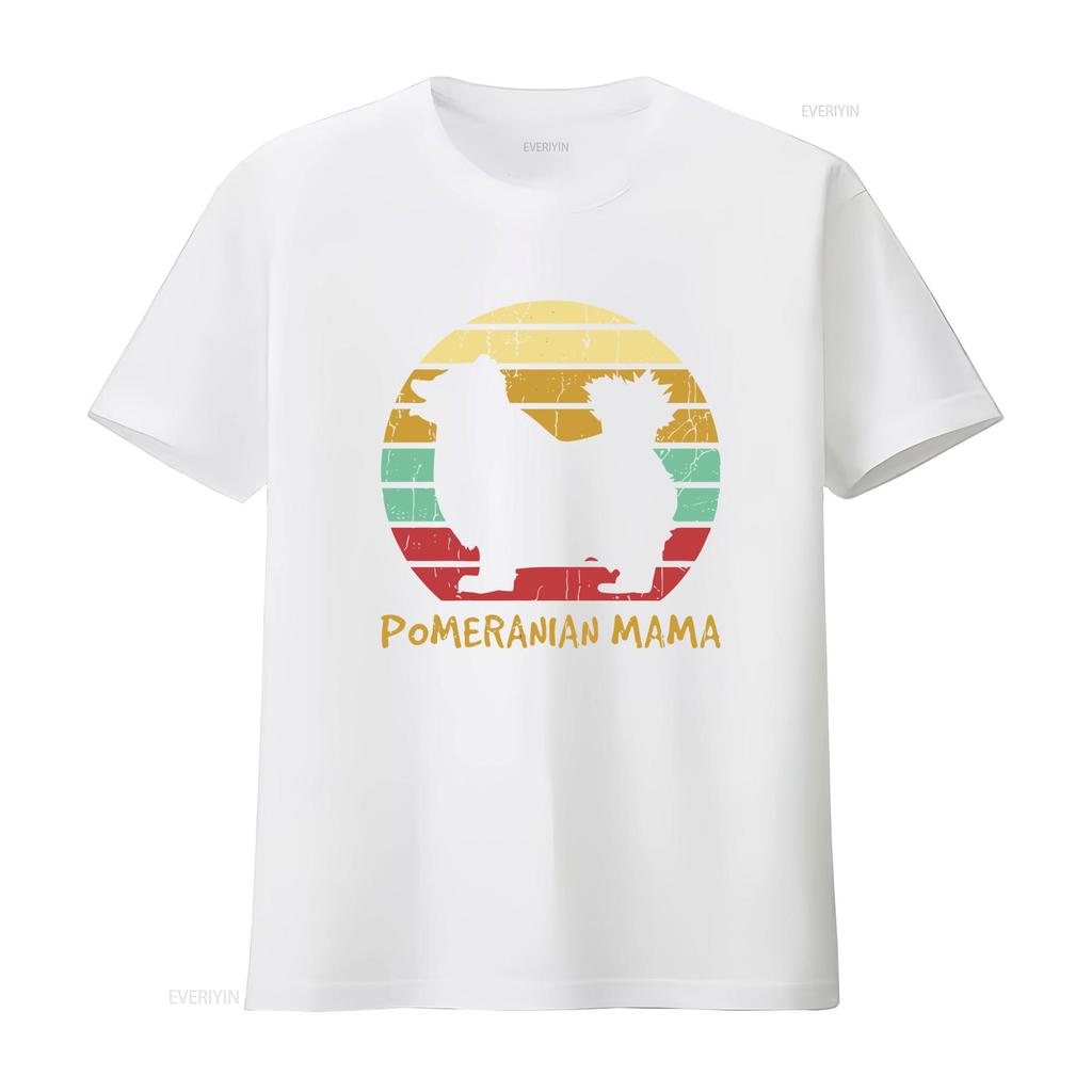 Pomeranian Dog Mama SunseT T Shirt Retro Owner Animal Pet Lover Silhouette Vintage  Vintage Washed Stylish Stretched Streetwear