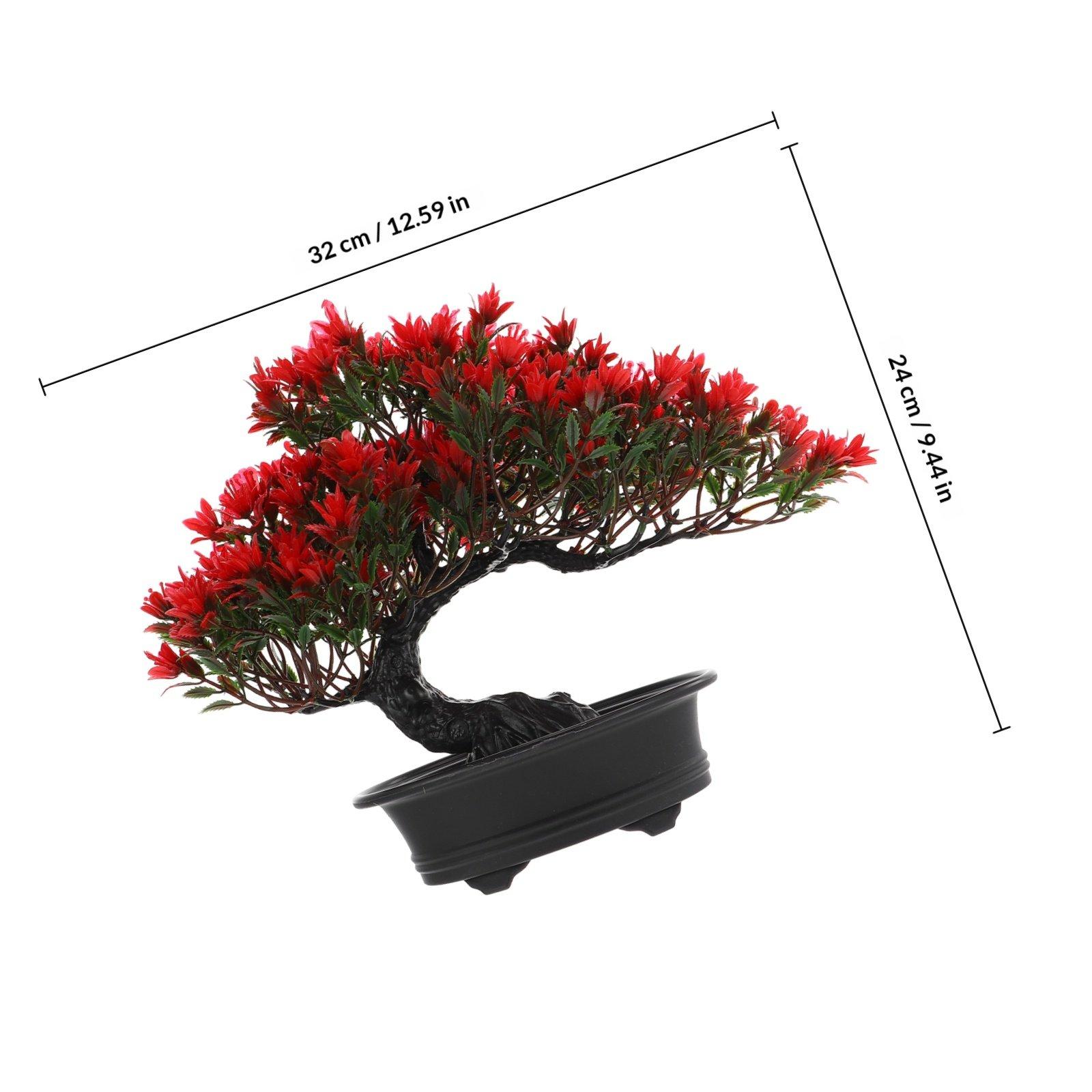 Emulated Bonsai Pine Tree Artificial Simulation Plastic Indoor Outdoor Decorative Plant Faux Bonsai Tree Ornament Realistic Home красный