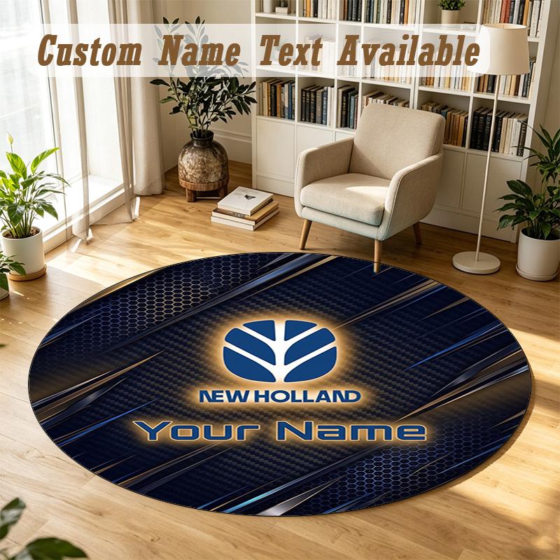 Round Rug Custom NameNew Holland Pattern Non Slip Carpet Home Floor Decor