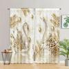 2pcs Golden Peacock Printed Polyester Fiber Chinese Style Curtains, Suitable For Bedroom Office Kitchen Living Room Study Hoom