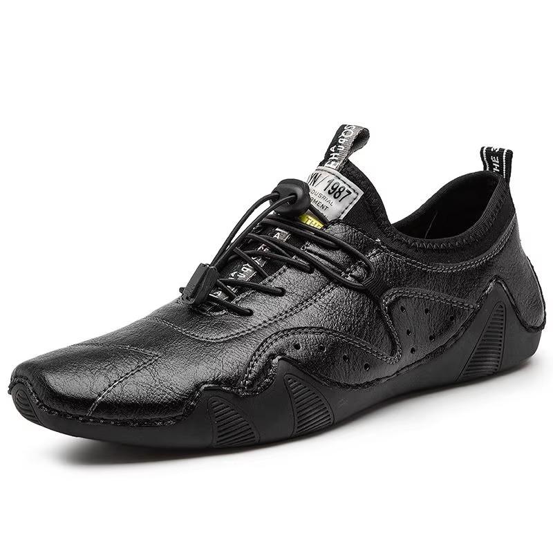 Men's High Quality Casual Shoes Breathable Perforated Fashionable Lace Up Shoes Lightweight Comfortable Versatile Walking Shoes