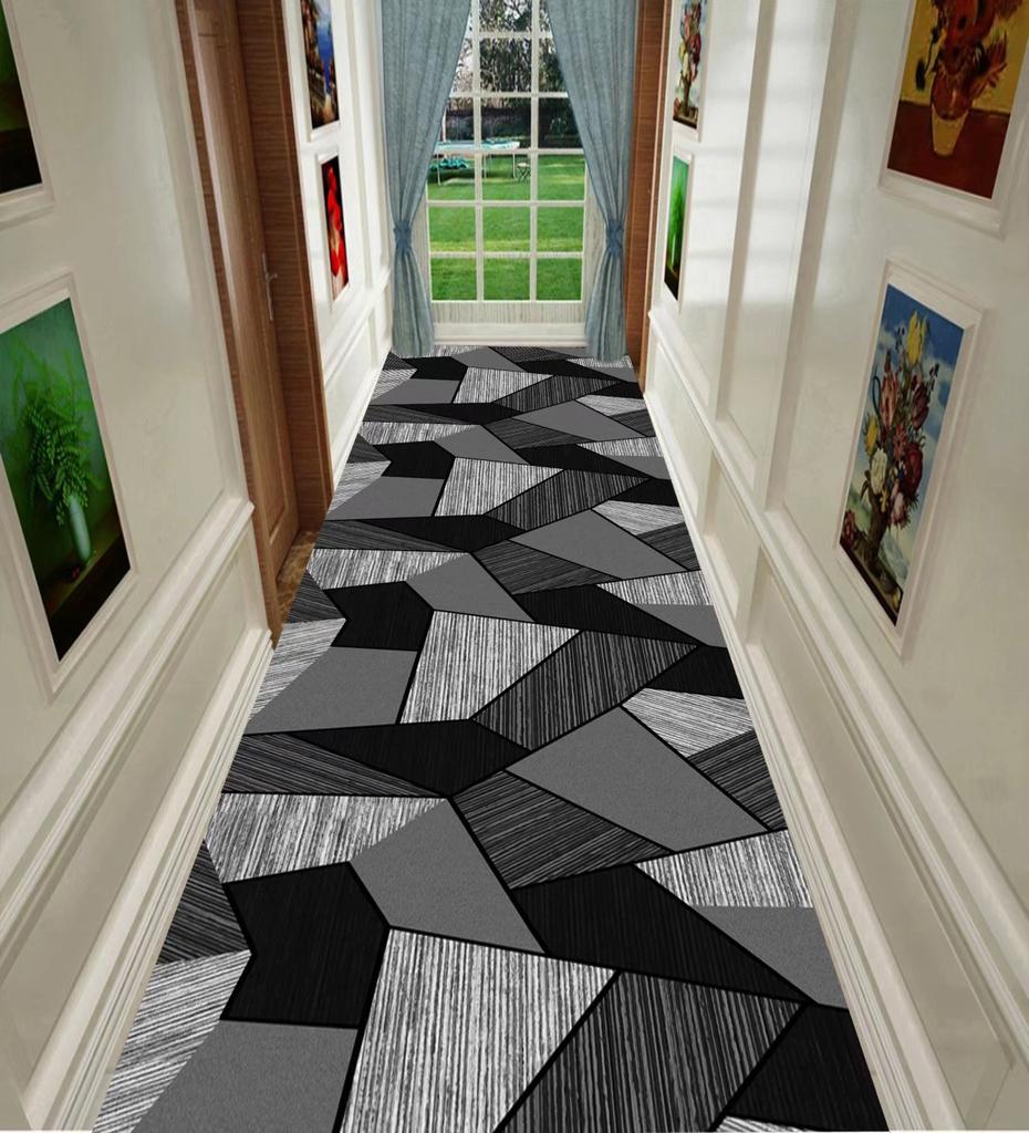 Nordischer geometrischer langer Flurteppich, leichter Luxus, Läuferteppich für Zuhause und Hotel, kann individuell angepasst werden, Treppenmatte für die Villa, rutschfester Flurteppich