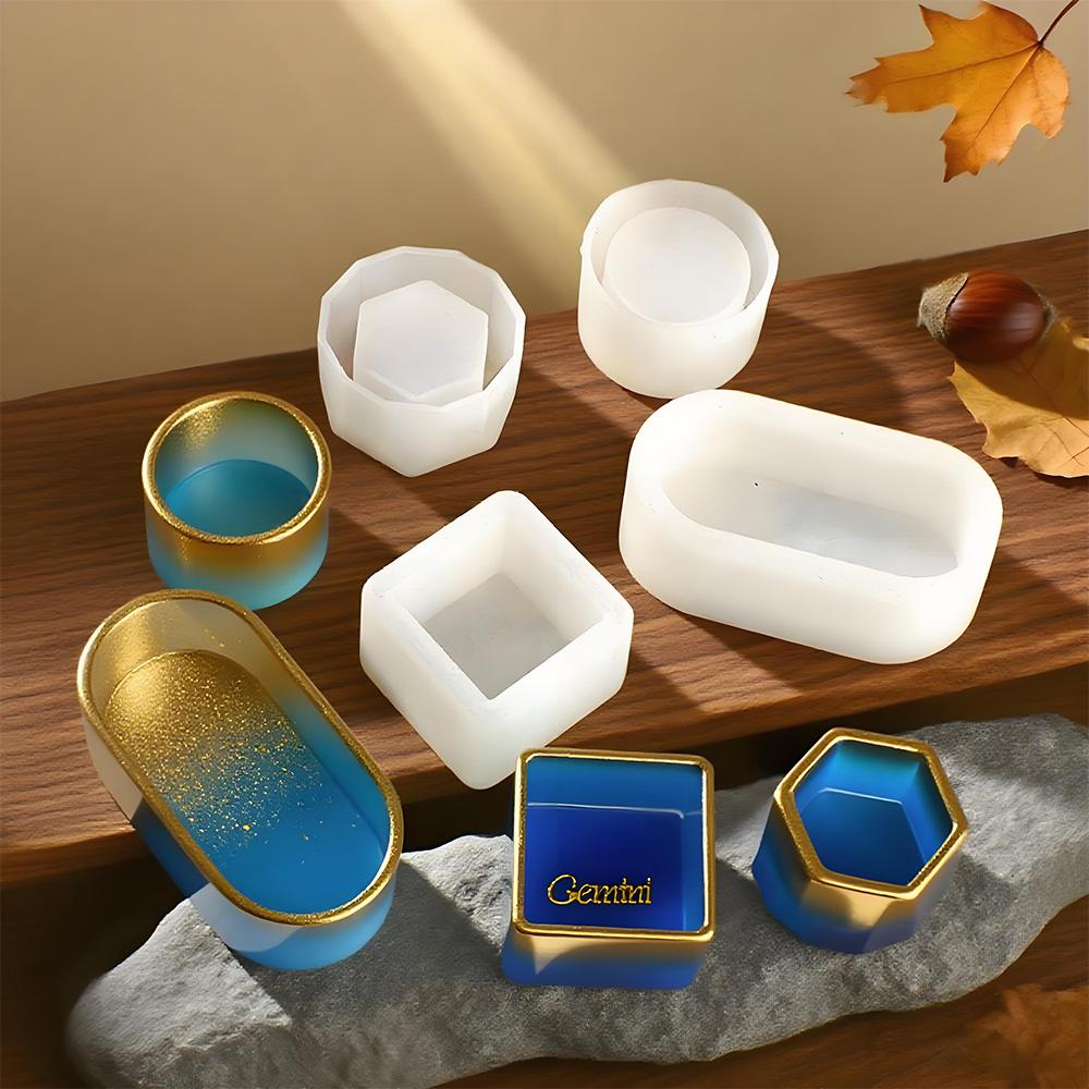 Round Candle Mold Flexible Square Candle Mold Oval Storage Box Mold White For Resin Casting Arts And Crafts Candle Making