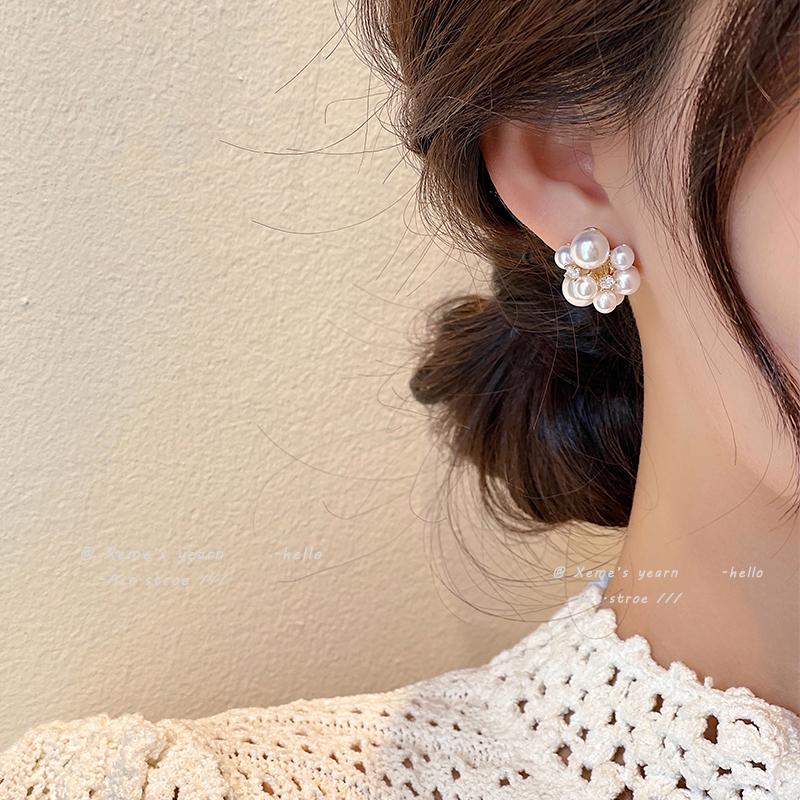 Elegant Romantic Unique Pearl Stud Earrings For Woman Korean Jewelry Party Girl's Lady Temperament Accessories