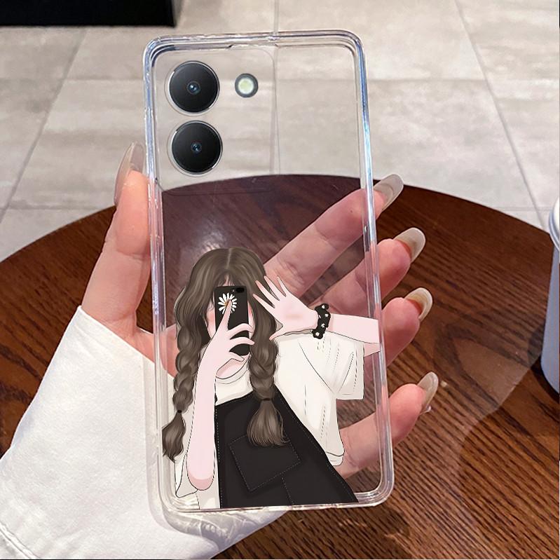 For Vivo Y36 4G 5G Case V2247 V2248 Transparent Silicone Phone Case Luxury Cute Love Rabbit Funny Fashion Soft Shell Back Cover