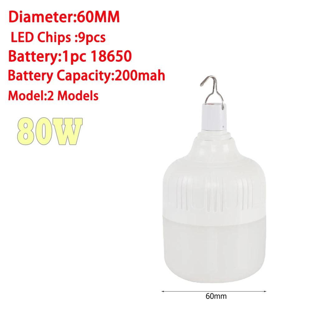 650W Portable Lantern Bulb Camping Light USB Rechargeable LED Bulb 5 Lighting Modes High Power Tent Light Outdoor Emergency Bulb