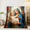 Virgin Mary Baby Jesus Roses Blanket  Printed Blanket for Living Room Bed Couch Lunch Break Soft Cozy Blanket for Friend's Festival Gift