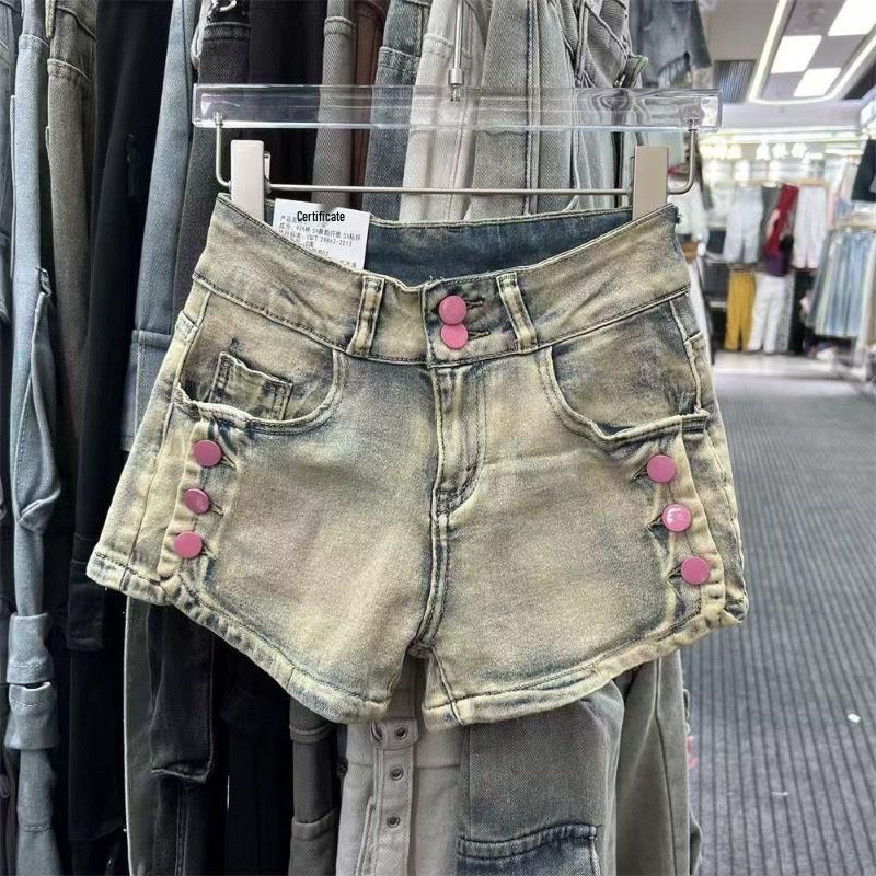 

Винтажные джинсовые шорты с низкой посадкой для женщин - Утягивающие стрейч шорты, облегающие бедра X-Large