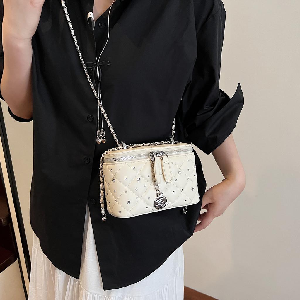IELGY Diamond Chain Diamond Small Square Bag All-Match Shoulder Messenger Bag