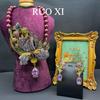 Ornamenti Vintage Perle Viola Viola Lavanda Lusso Leggero Industria Pesante Collana e Orecchini Suite