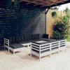 10 Pcs Garden Set with Cushions Solid Pine Wood