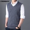 Mens Sweater Autumn Winter Sweater V -Neck Sleeveless Vest Pull Homme Knitted Cashmere Wool Pullover 