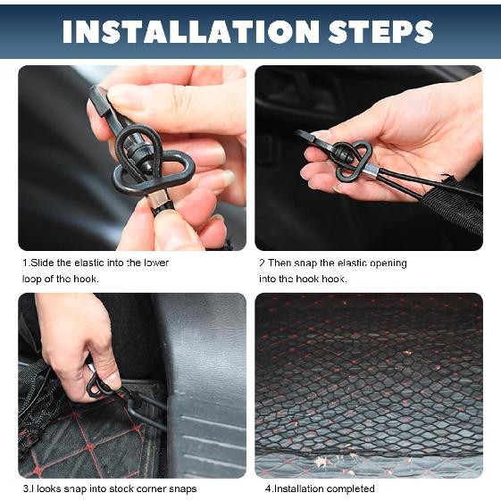 Stretchable Cargo Net, Adjustable Elastic Storage Mesh Nets, Envelope Style Cargo Netting with Mounting Screws and Hooks, Trunk Rear Cargo Organizer