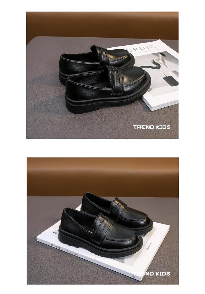 Kinderschuhe im britischen Stil aus schwarzem Leder - Lässige Frühjahrs-/Herbst-Fahrschuhe für Jungen und Mädchen