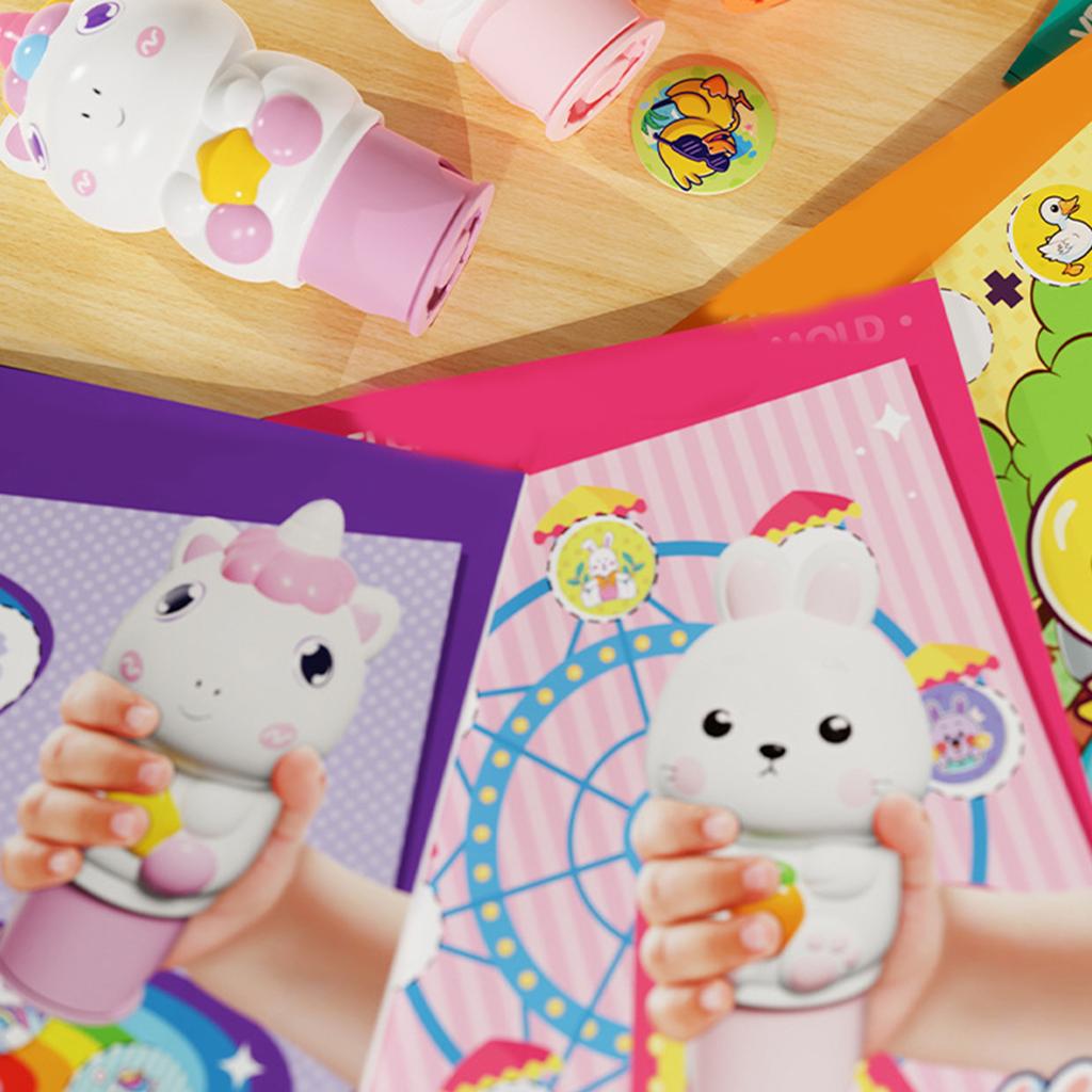 Kreatives Stempel-Sticker-Set für Kinder Fördert Koordination Lustiges Stempel-Aktivitätsbuch Bastelsets Zubehör Spielzeug für Kinder