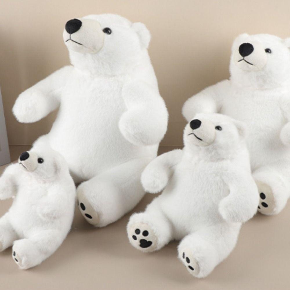 Round Belly Sitting Polar Bear Plush Toy Big Feet Animal Plush Doll  Children Girls Boys