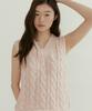 Lingseoul Cable Cotton Blended Knit Vest-Pink